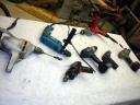 Drills - From left to right - Milwalkee #1630, Makita HP1621FK, old Craftsman, Makita LXT BHP451, Milwalkee Magnum 0234, Bosch LIon PS20, Porter Cable 9966